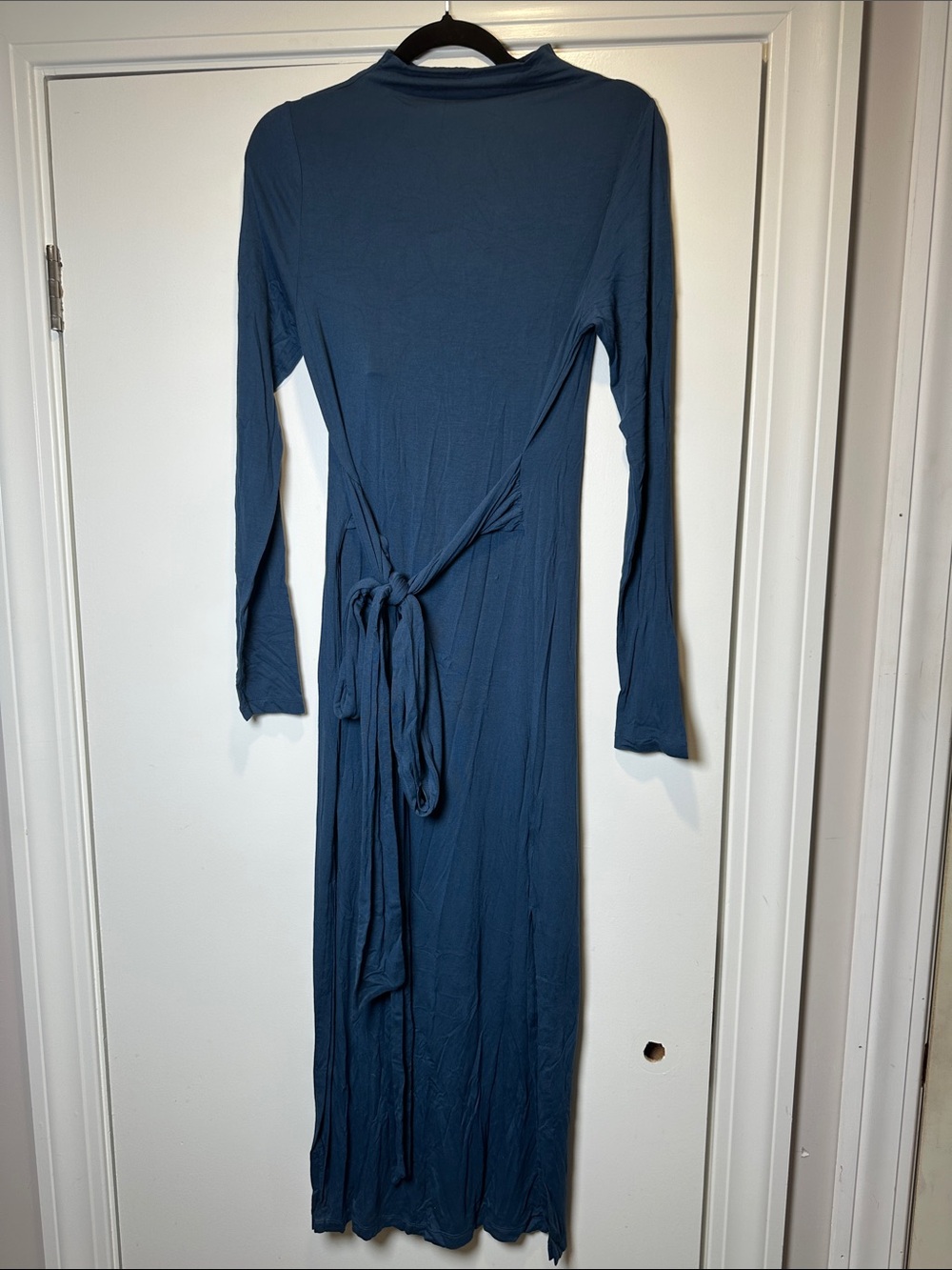 Modern Citizen Deep Teal Long Sleeve Maxi Dress with Waist Tie (7)